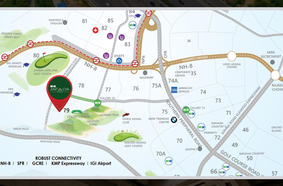 m3m antalya hills Map